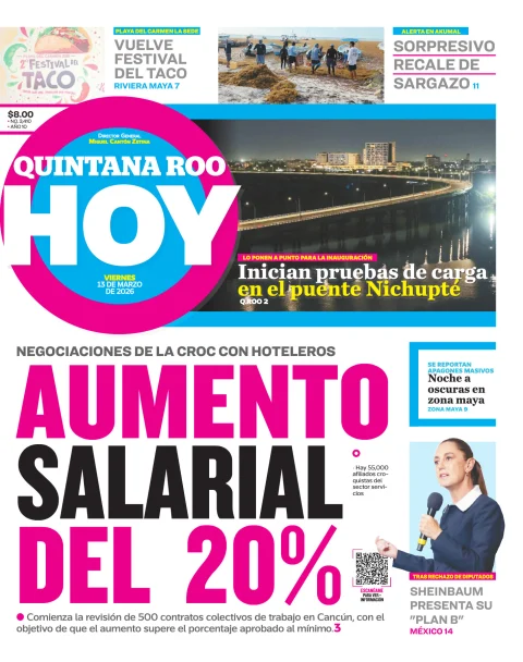 Portada de Quintana Roo Hoy (portada)