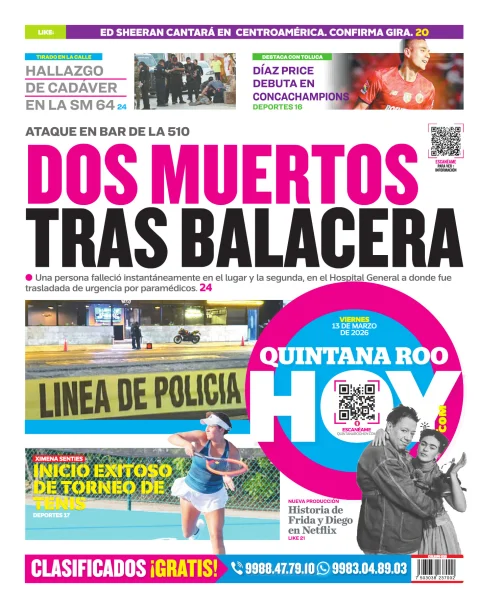 Portada de Quintana Roo Hoy (contraportada)