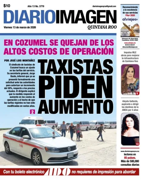 Portada de Diario Imagen Quintana Roo del viernes, 13 de marzo de 2026