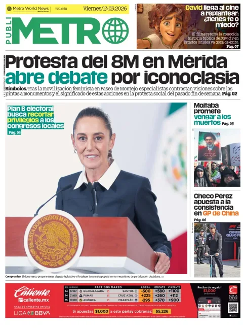 Portada de Publimetro Merida del viernes, 13 de marzo de 2026