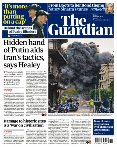 Portada de The Guardian (reino Unido) del viernes, 13 de marzo de 2026
