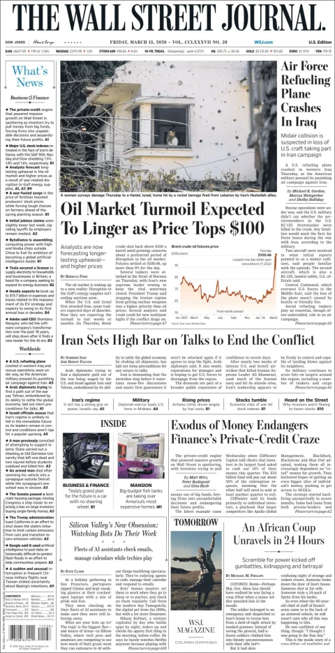Portada de The Wall Street Journal