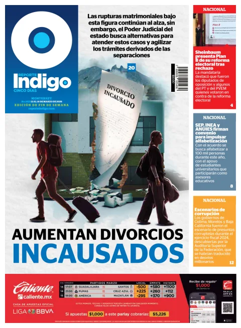 Portada de Reporte Indigo Monterrey del viernes, 13 de marzo de 2026