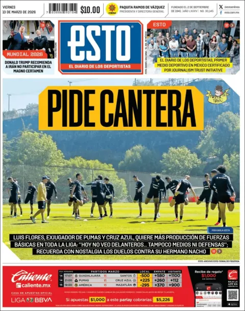Portada de Esto del viernes, 13 de marzo de 2026