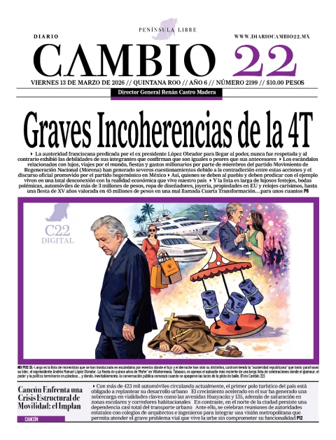 Portada de Diario Cambio 22 (portada) del viernes, 13 de marzo de 2026