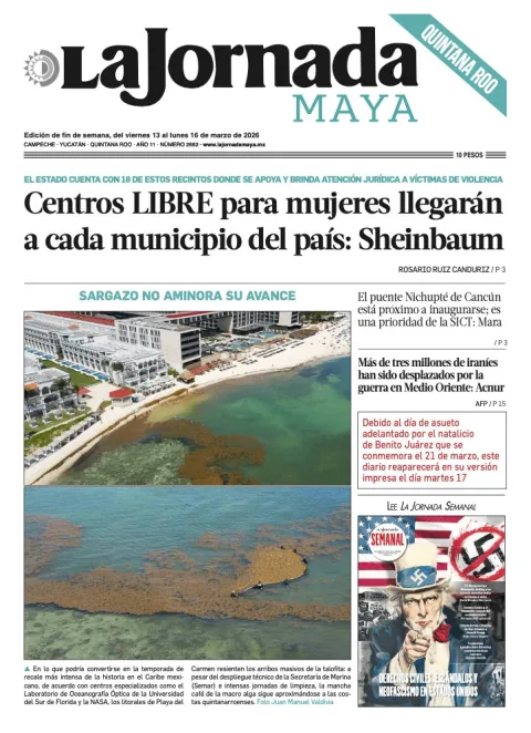 Portada de La Jornada Maya Quintana Roo del viernes, 13 de marzo de 2026