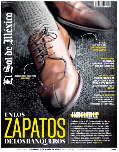 Portada de El Sol de Mexico del domingo, 15 de marzo de 2026