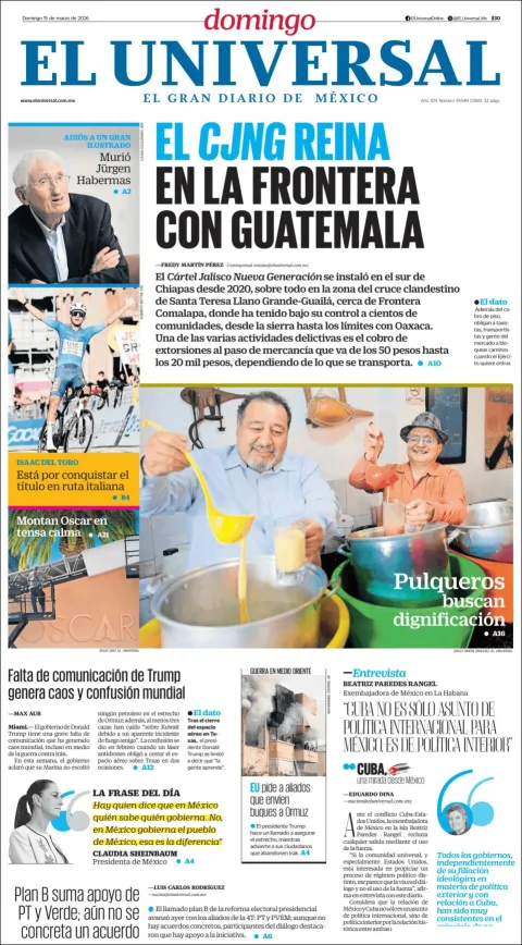 Portada de El Universal