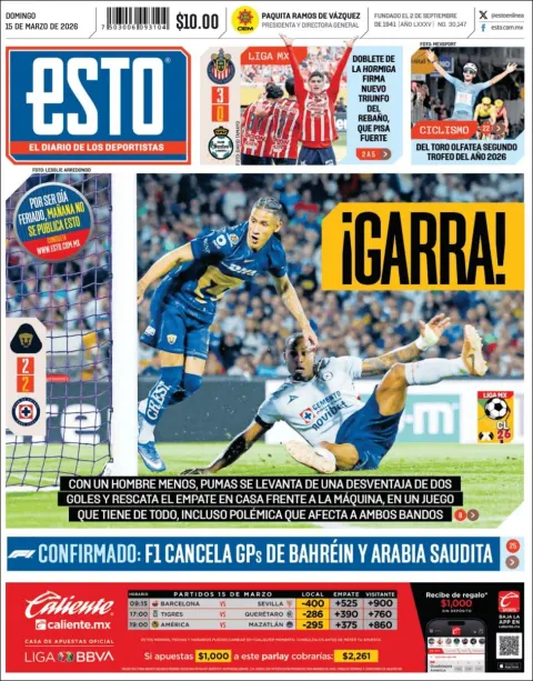 Portada de Esto del domingo, 15 de marzo de 2026