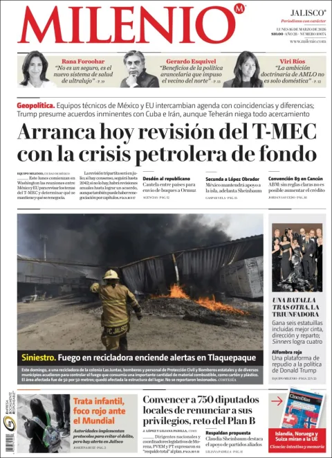 Portada de Milenio Jalisco del lunes, 16 de marzo de 2026