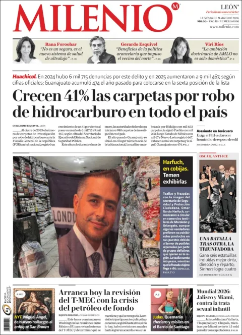 Portada de Milenio Leon del lunes, 16 de marzo de 2026