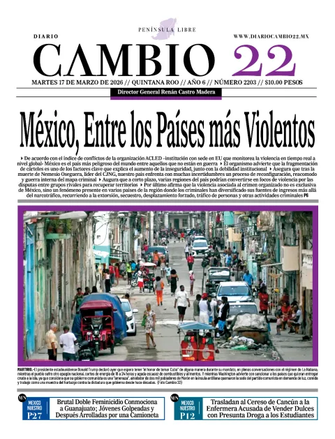 Portada de Diario Cambio 22 (portada) del martes, 17 de marzo de 2026