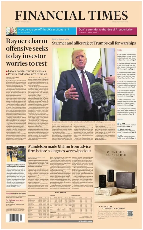 Portada de Financial Times del martes, 17 de marzo de 2026
