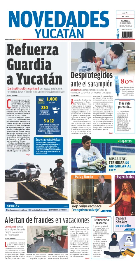 Portada de Novedades Yucatan