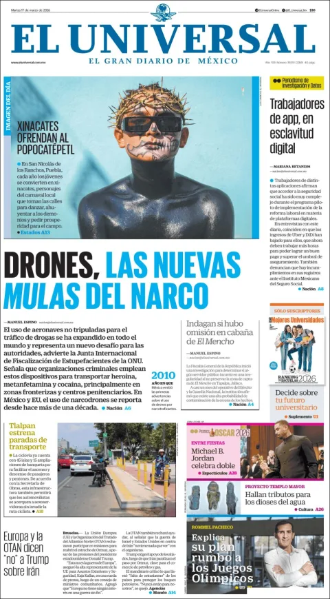 Portada de El Universal del martes, 17 de marzo de 2026