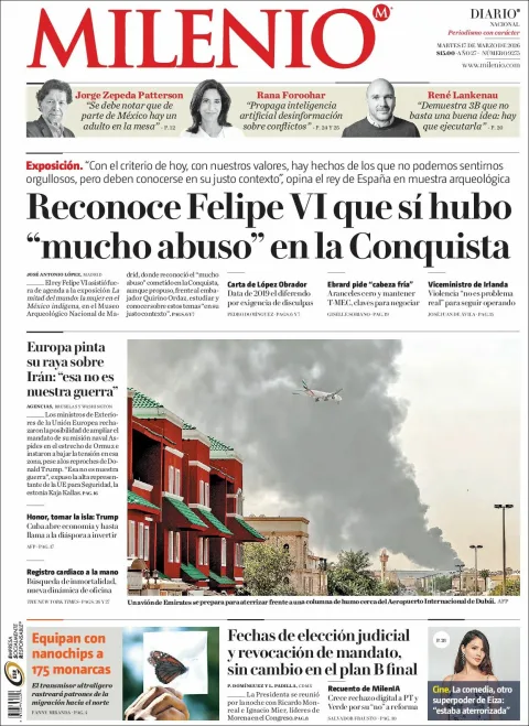 Portada de Milenio del martes, 17 de marzo de 2026