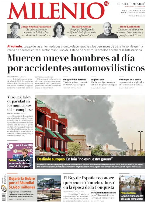Portada de Milenio Edo de Mexico del martes, 17 de marzo de 2026