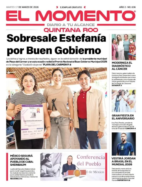 Portada de El Momento Quintana Roo del martes, 17 de marzo de 2026
