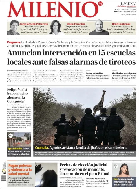 Portada de Milenio Laguna del martes, 17 de marzo de 2026