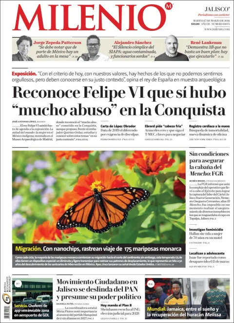 Portada de Milenio Jalisco del martes, 17 de marzo de 2026