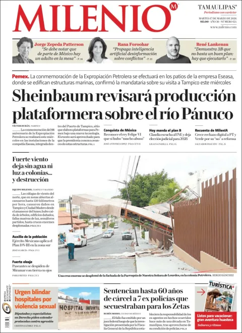 Portada de Milenio Tamaulipas del martes, 17 de marzo de 2026