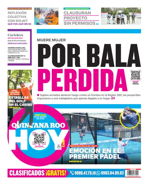 Portada de Quintana Roo Hoy (contraportada)