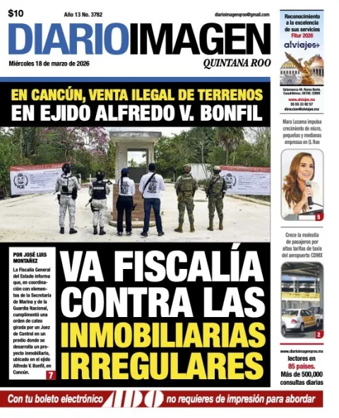 Portada de Diario Imagen Quintana Roo del miércoles, 18 de marzo de 2026