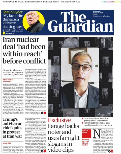 Portada de The Guardian (reino Unido)