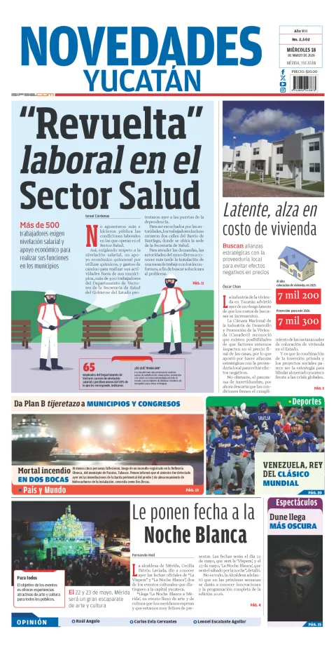 Portada de Novedades Yucatan