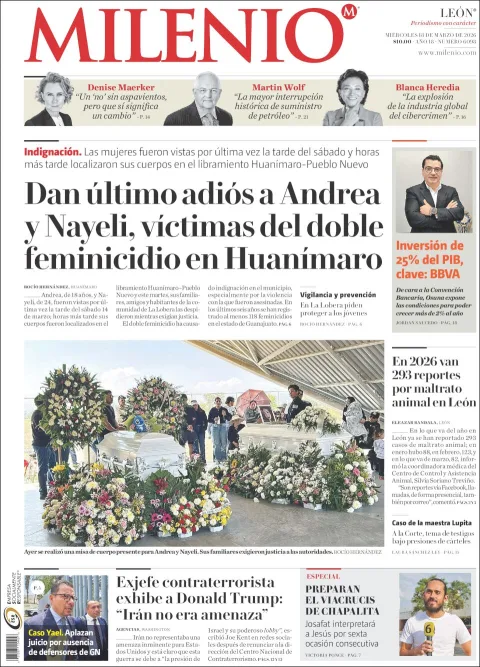 Portada de Milenio Leon del miércoles, 18 de marzo de 2026