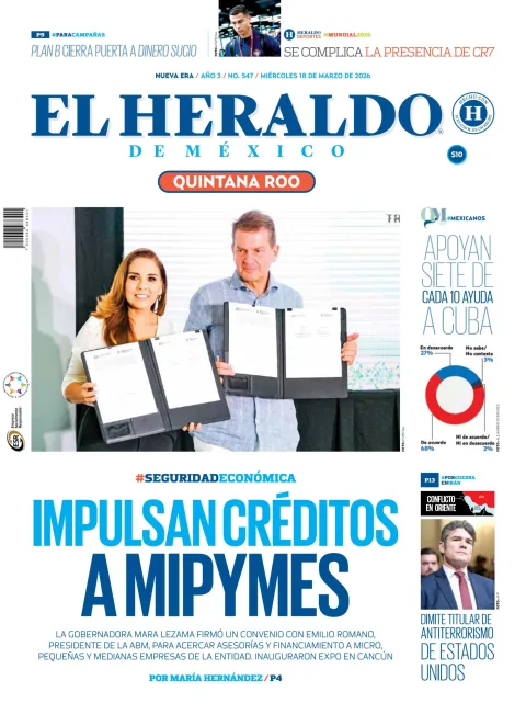 Portada de El Heraldo de Mexico - Quintana Roo
