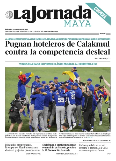 Portada de La Jornada Maya Campeche del miércoles, 18 de marzo de 2026