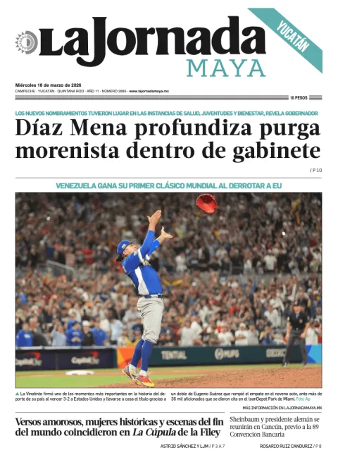 Portada de La Jornada Maya Yucatán del miércoles, 18 de marzo de 2026