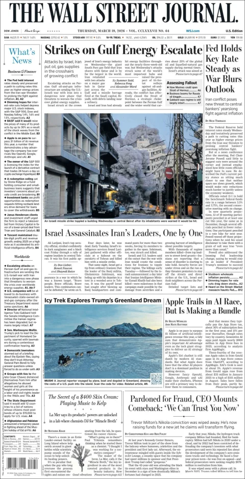 Portada de The Wall Street Journal