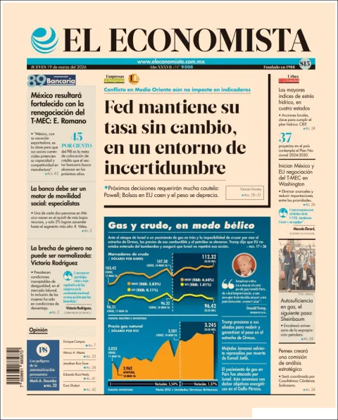 Portada de El Economista del jueves, 19 de marzo de 2026