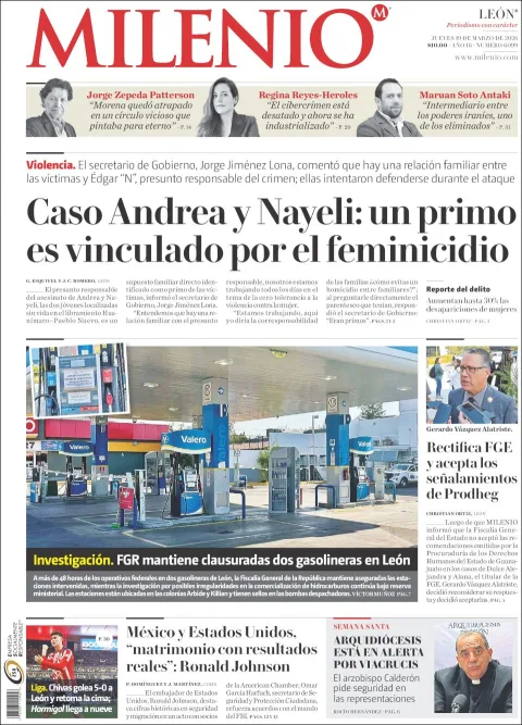 Portada de Milenio Leon del jueves, 19 de marzo de 2026