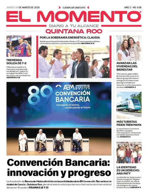 Portada de El Momento Quintana Roo del jueves, 19 de marzo de 2026