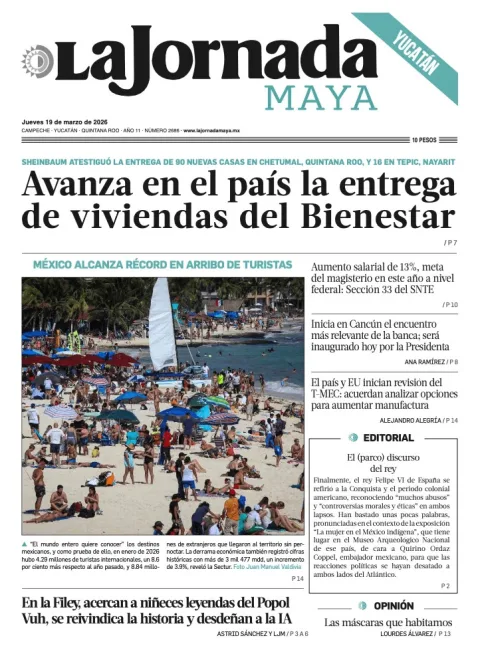 Portada de La Jornada Maya Yucatán del jueves, 19 de marzo de 2026