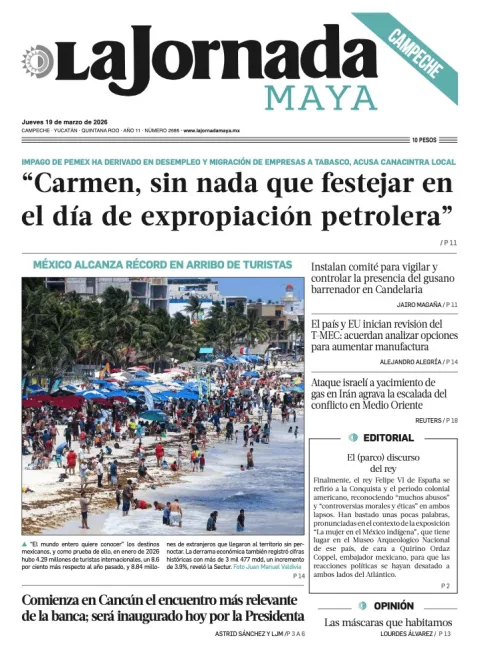 Portada de La Jornada Maya Campeche del jueves, 19 de marzo de 2026
