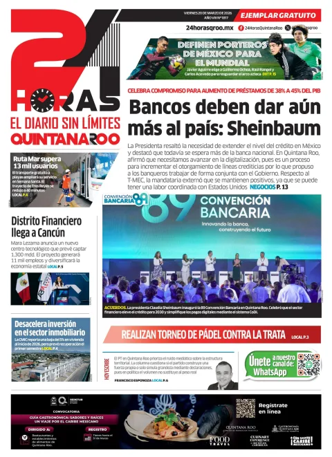 Portada de 24 Horas Quintana Roo
