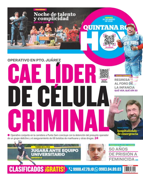 Portada de Quintana Roo Hoy (contraportada)