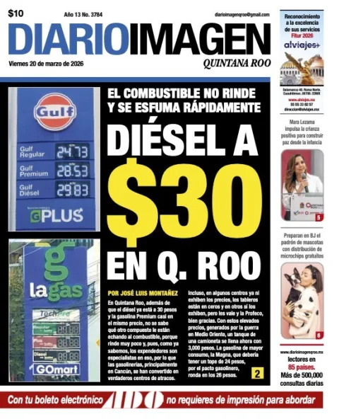 Portada de Diario Imagen Quintana Roo del viernes, 20 de marzo de 2026