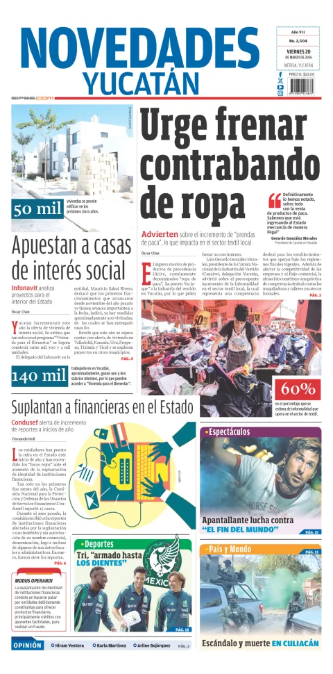 Portada de Novedades Yucatan