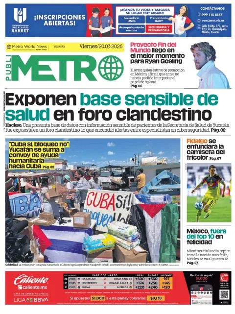 Portada de Publimetro Merida del viernes, 20 de marzo de 2026