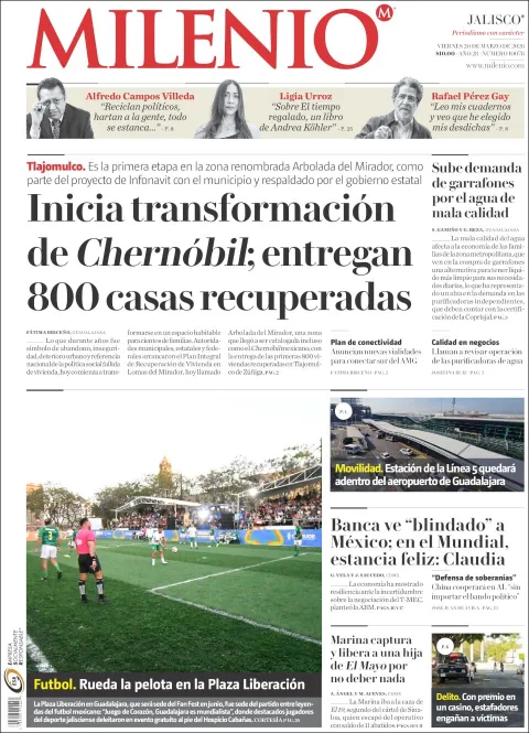 Portada de Milenio Jalisco del viernes, 20 de marzo de 2026