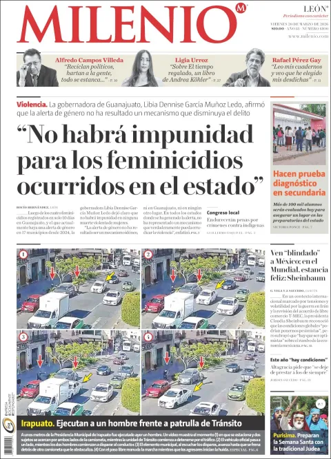 Portada de Milenio Leon del viernes, 20 de marzo de 2026