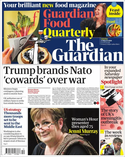 Portada de The Guardian (reino Unido)