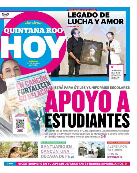 Portada de Quintana Roo Hoy (portada)
