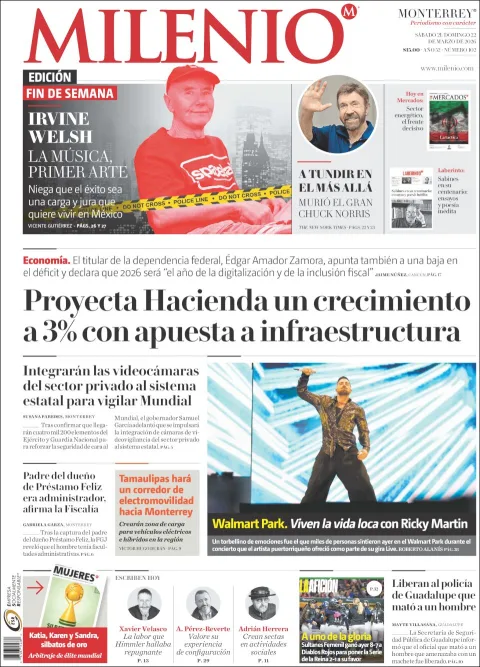 Portada de Milenio del sábado, 21 de marzo de 2026