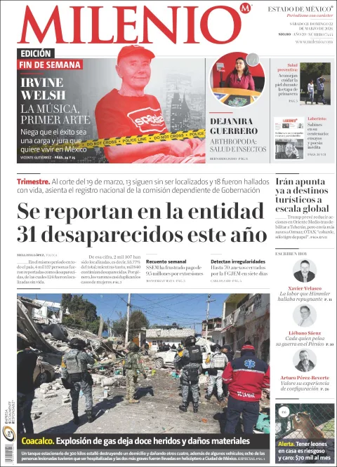 Portada de Milenio Edo de Mexico del sábado, 21 de marzo de 2026
